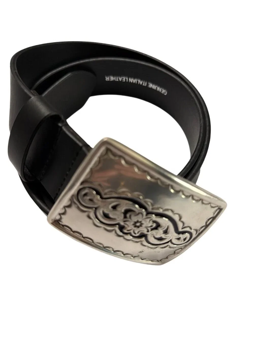Silpada Black Leather Belt With Silver Buckle